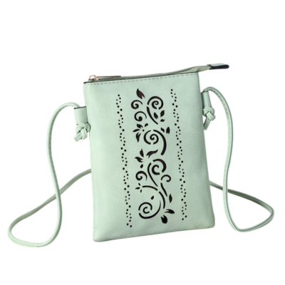 Green Crossbody Cellphone Bag - Stripe Floral Cut