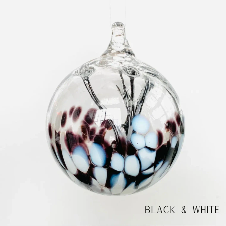 6in Swiss Black & White Glass Wish Ball