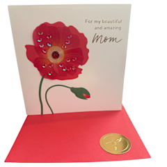 MOM PYFM Red Poppy Birthday Card