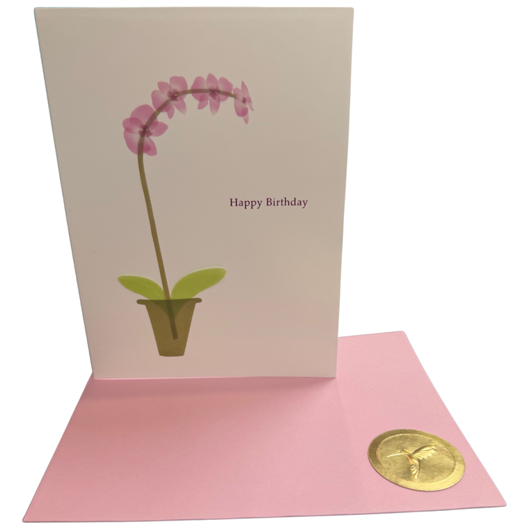 Pink Orchid Birthday Card