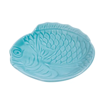 Fish Shaped Porcelain Plate -Turquoise