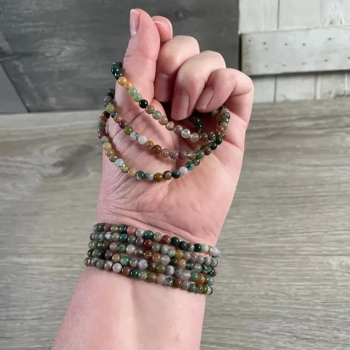 4mm Gemstone bead: Indian Agate Bracelet