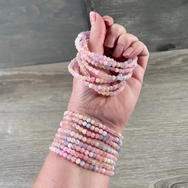 4mm Gemstone bead: Morganite with Beryl Bracelet