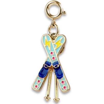 Gold Rebel Girls Skis Charm