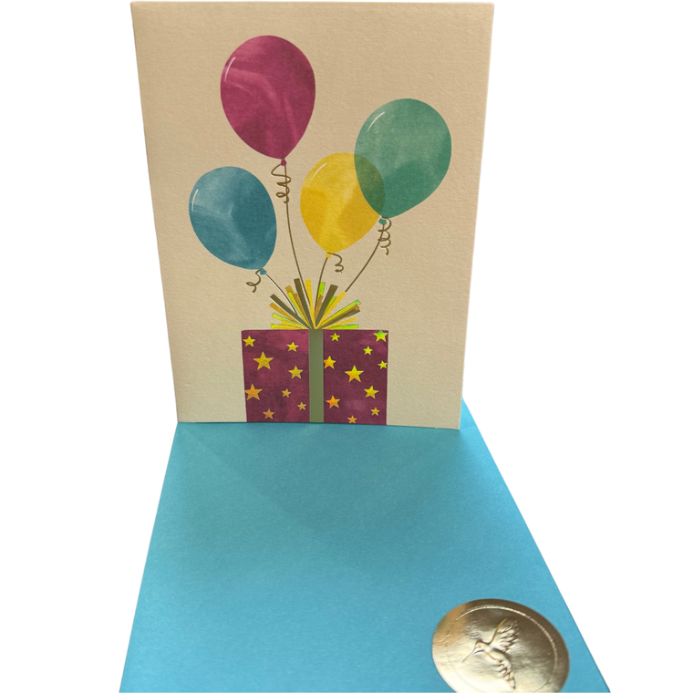 FSC Gift with Balloons Birthday Card