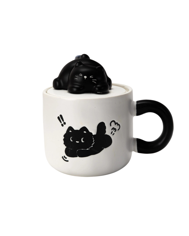 Black Cat with Lid Mug