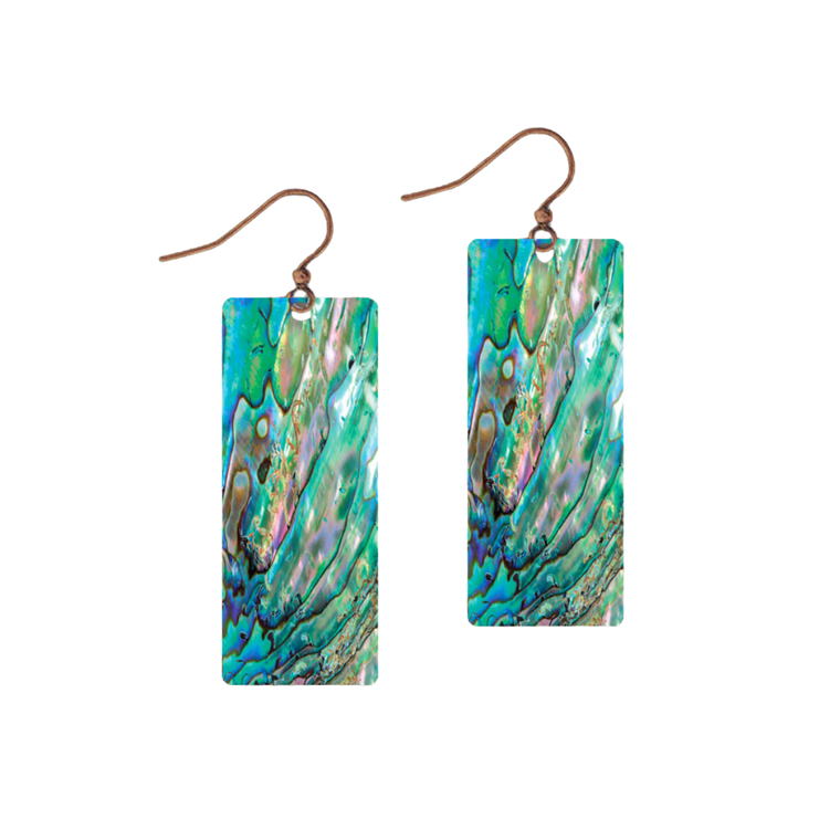 Abalone Waves Rectangle Earrings
