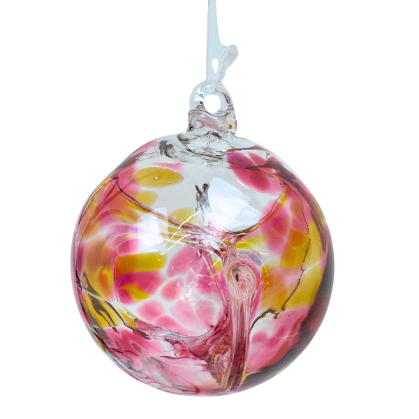 4in Witch Ball Pink & Yellow
