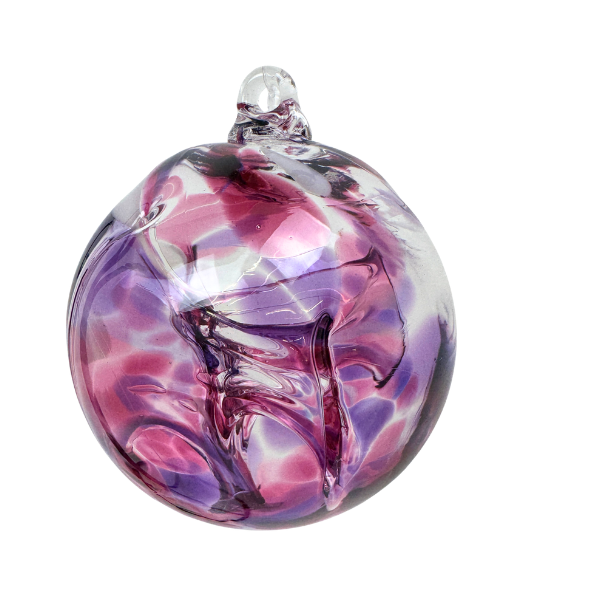 4in Witch Ball Pink, White & Purple