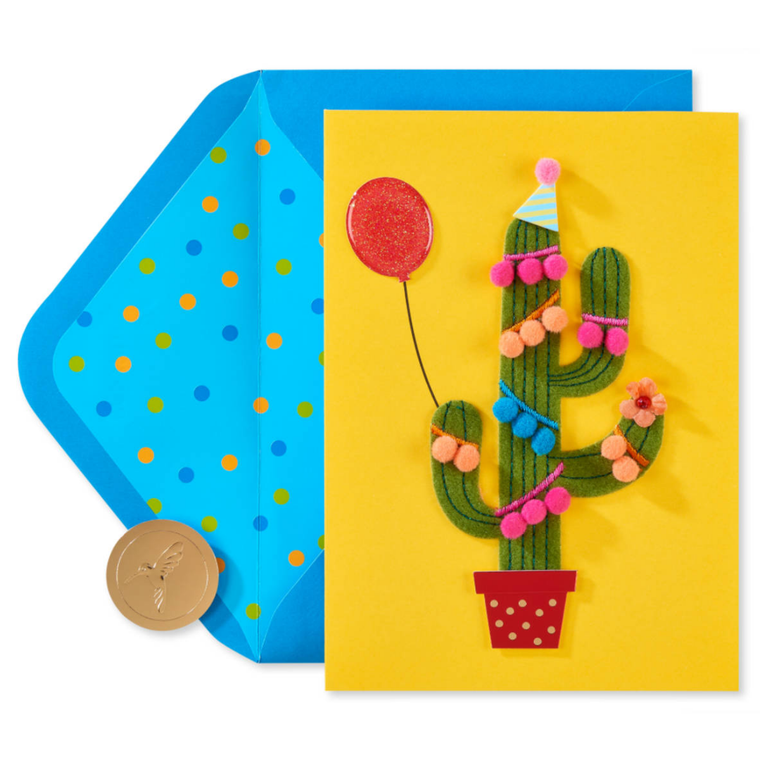Pom Pom Cactus Birthday Card