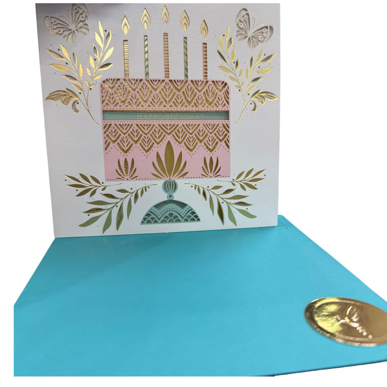 Ornate Lasercut Cake Birthday Card