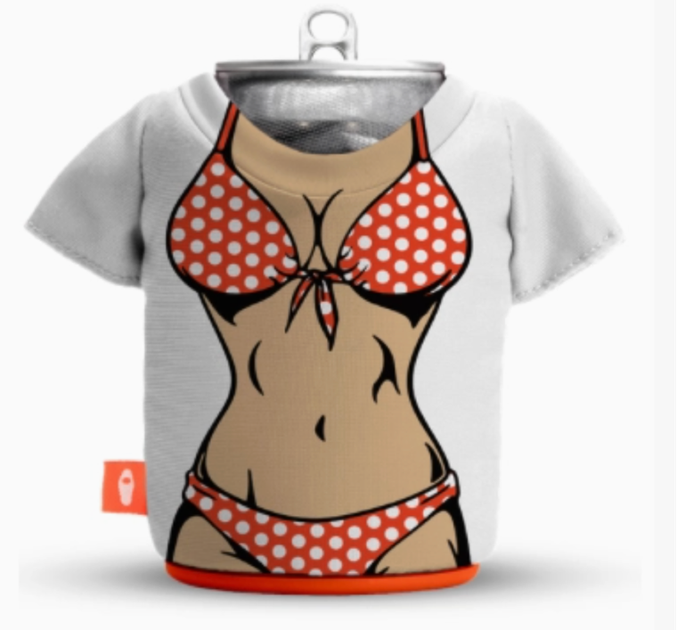 The Bikini Bod White & Red Can Cooler