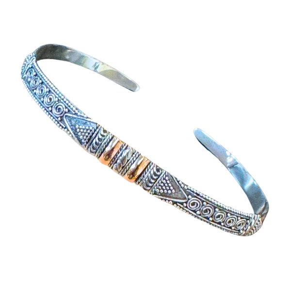 Bali with 18k Rose Gold Silver Cuff Bracelet