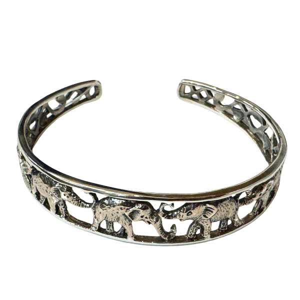 Silver Elephants Cuff Bracelet