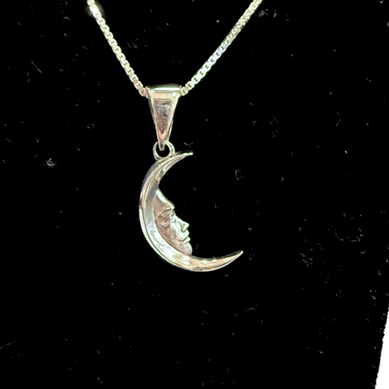 Silver Crescent Moon Necklace