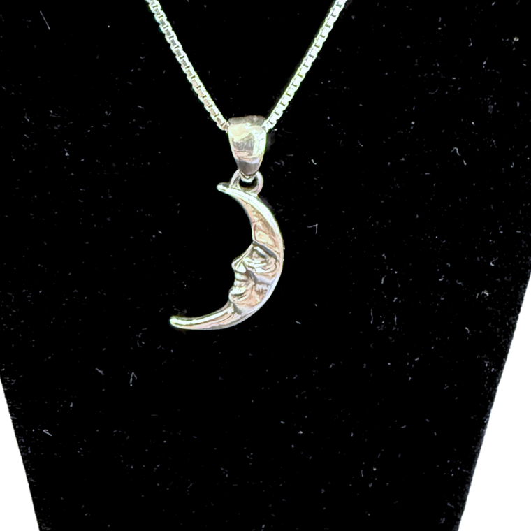 Silver Small Crescent Moon Necklace
