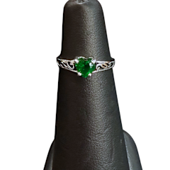 Kid's CZ Green Heart Ring S4
