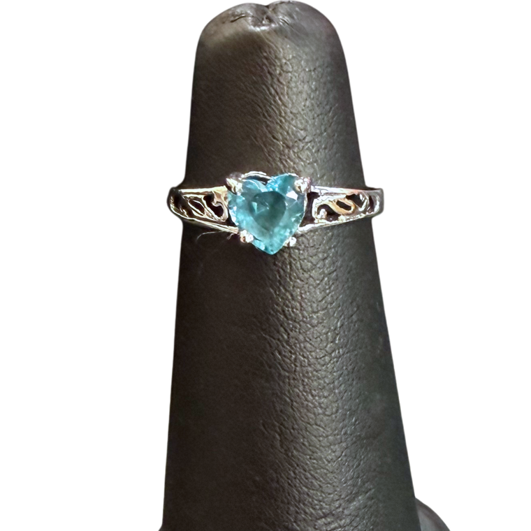 Kid's CZ Blue Heart Ring S3