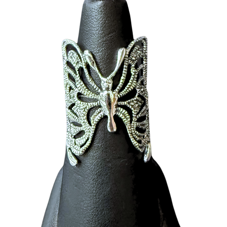 Silver Butterfly Large Ring S7