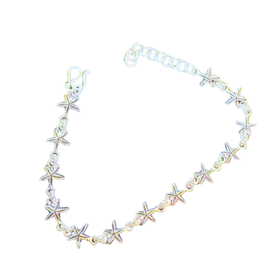 9in Silver Starfish Anklet