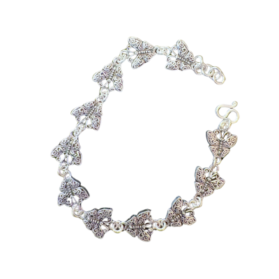 8in Silver Butterfly Bracelet