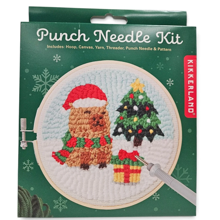 Punch Needle Kit - Capybara Christmas