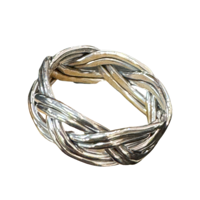 Silver Thick Braided Band Ring S9