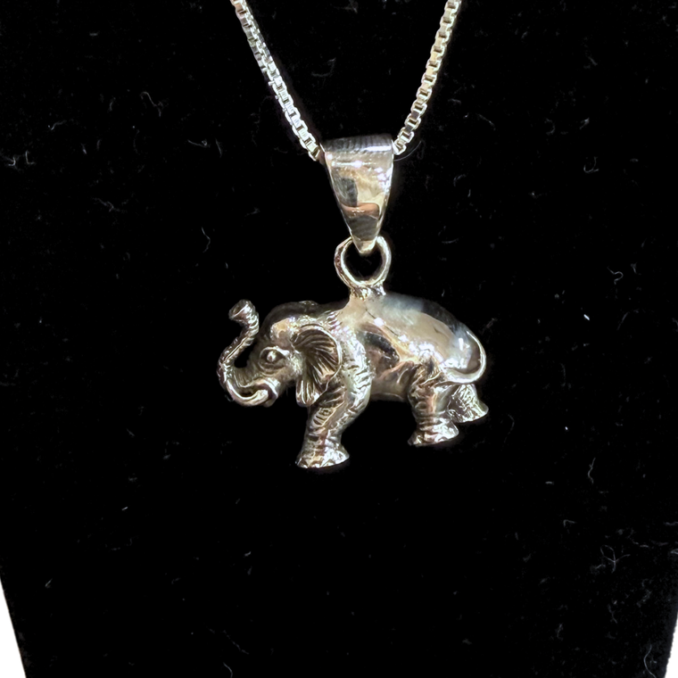 Silver 3-D Elephant Necklace
