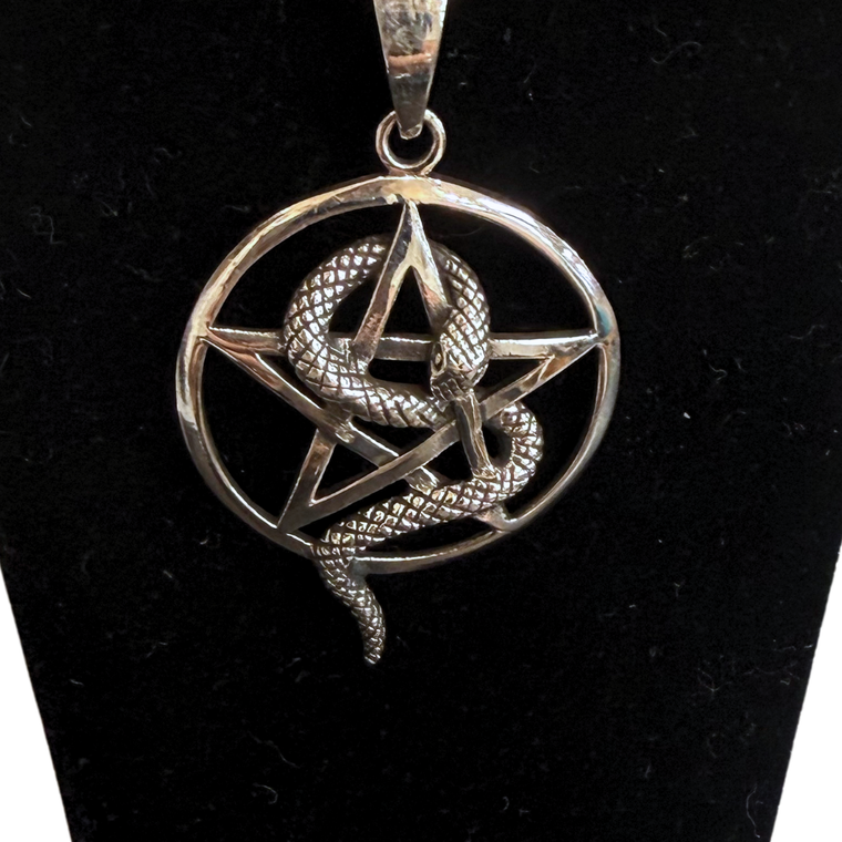 Silver Star and snake Necklace