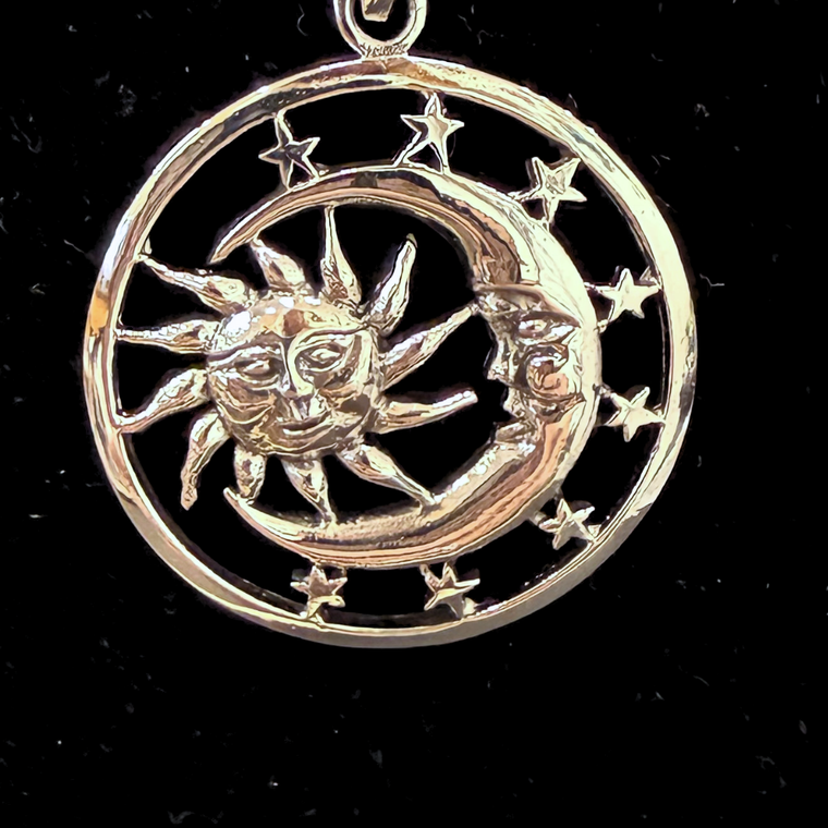 Silver Moon & Sun with Stars Necklace