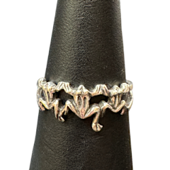 Silver 3 Frogs on Band Ring S6