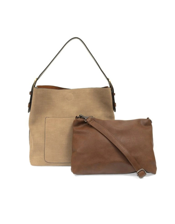 Linen Hobo Handbag - Taupe