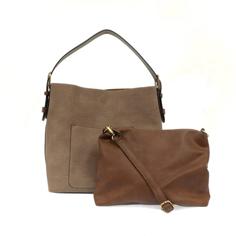 Linen Hobo Handbag - Cocoa