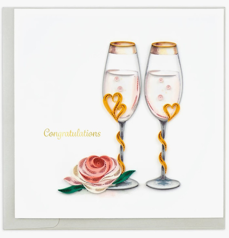 Quilled Wedding Toasting Flutes Card