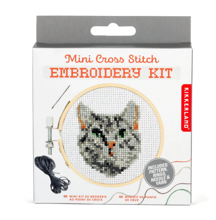 Mini Cross Stitch Embroidery Kit Cat