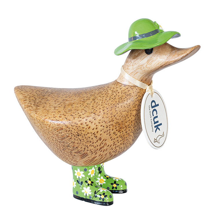 Ducky Wearing a Green Floral Hat