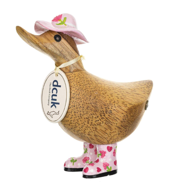 Ducky Wearing a Pink Floral Hat