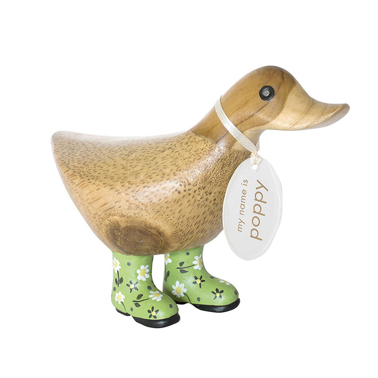 Ducky Wearing Green Floral Welly Boots