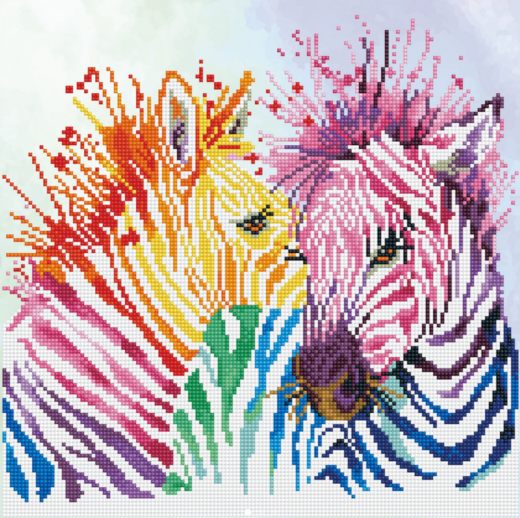 Rainbow Zebras Diamond Dots