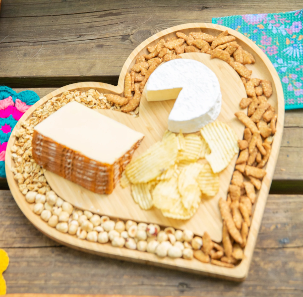 Heart Shaped Bamboo Charcuterie Board