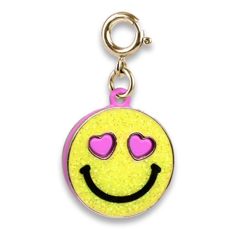 Gold Glitter Smiley Face Charm