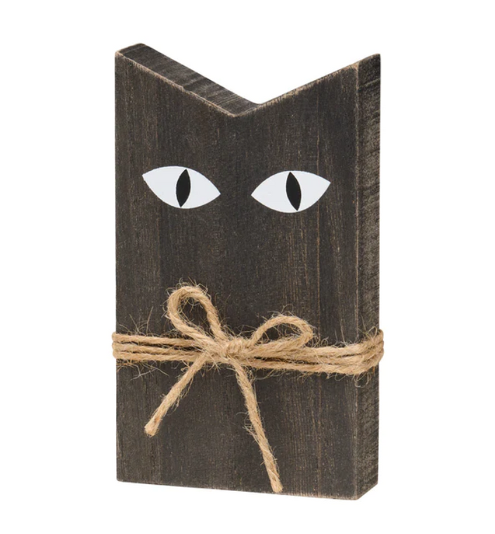 Black Cat Halloween Wooden Block Sign