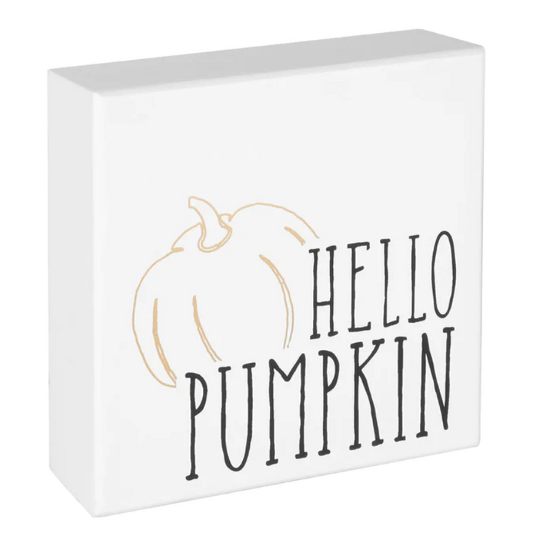 Hello Pumpkin Halloween Wooden Box Sign