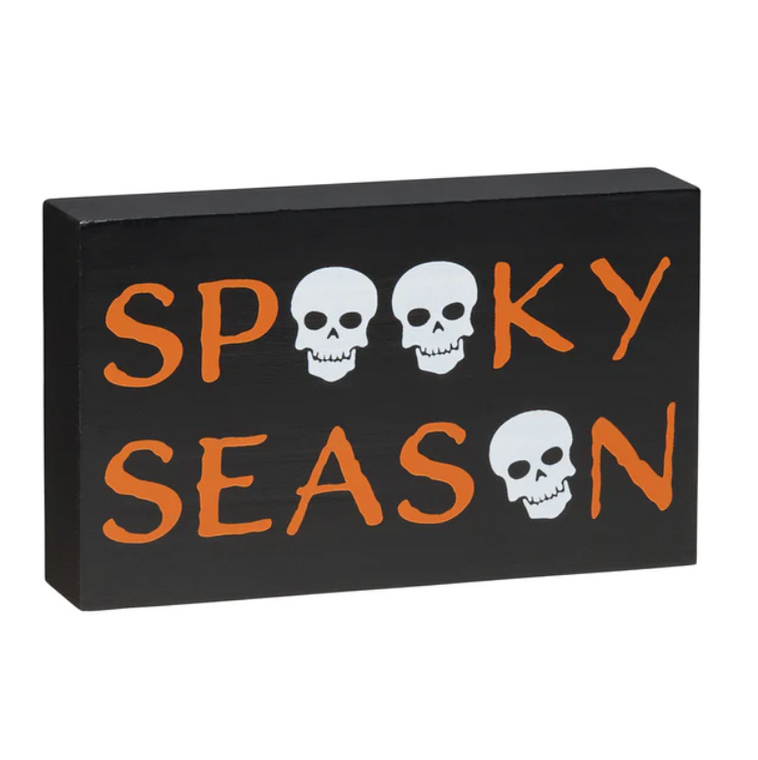 Spooky Season Halloween Wooden Block Sign