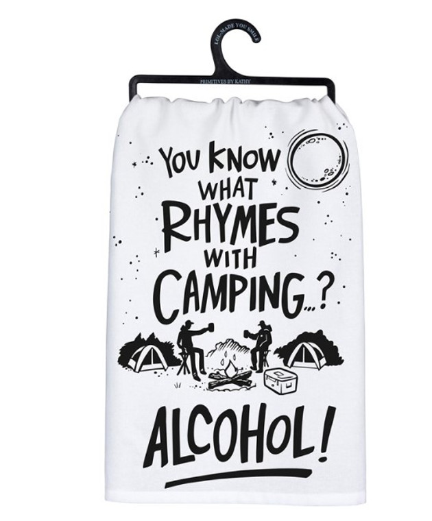 Camping Rhymes With Alcohol Dish Towel