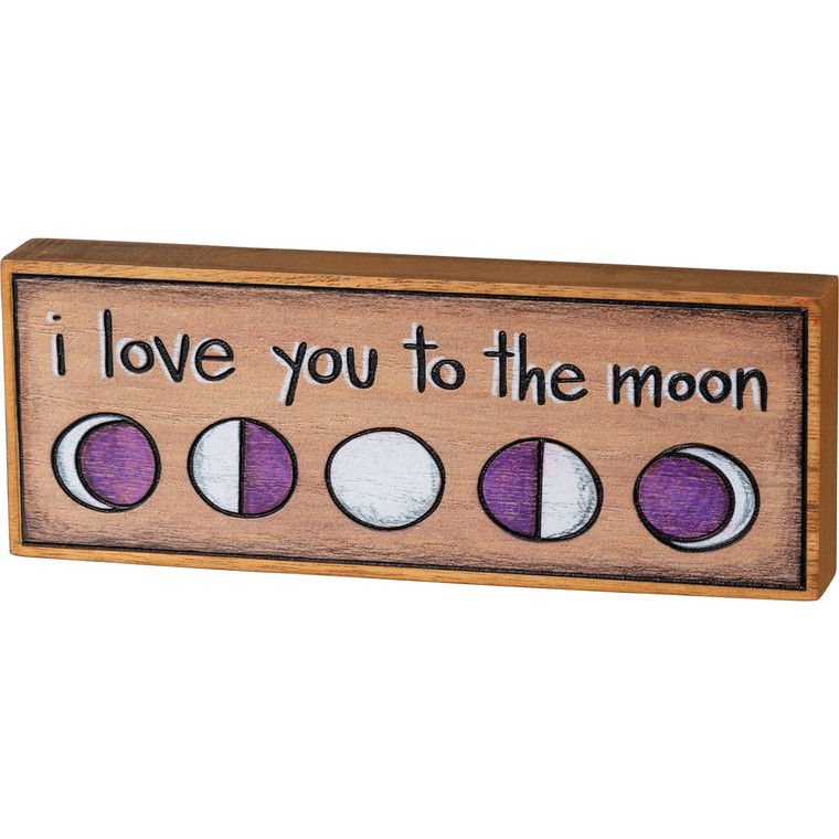 I Love You To The Moon Wooden Block Sign