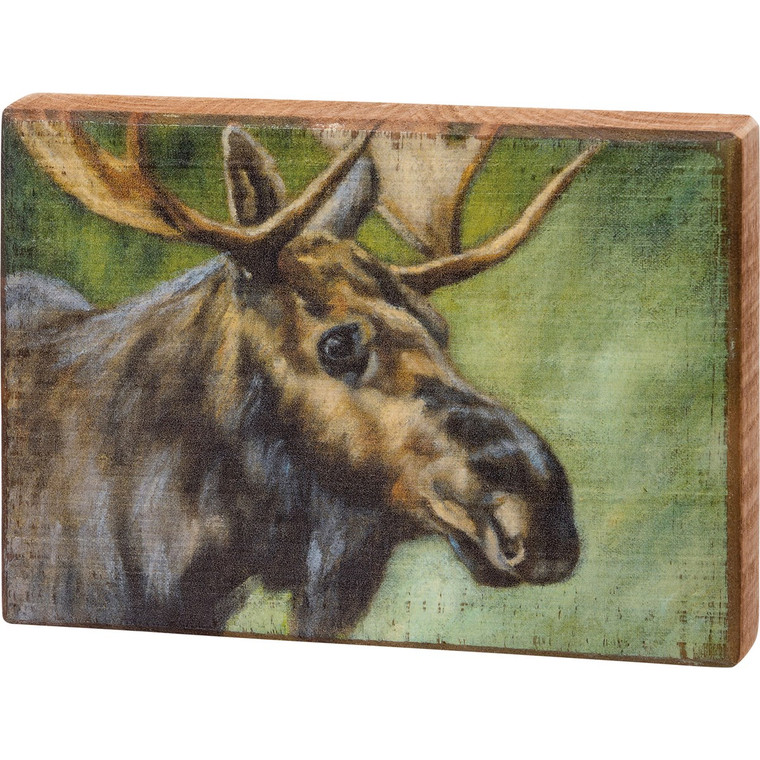 Moose Wooden Block Sign