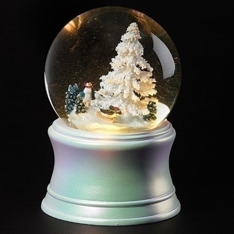 Sledding Penguins LED Glitter Dome