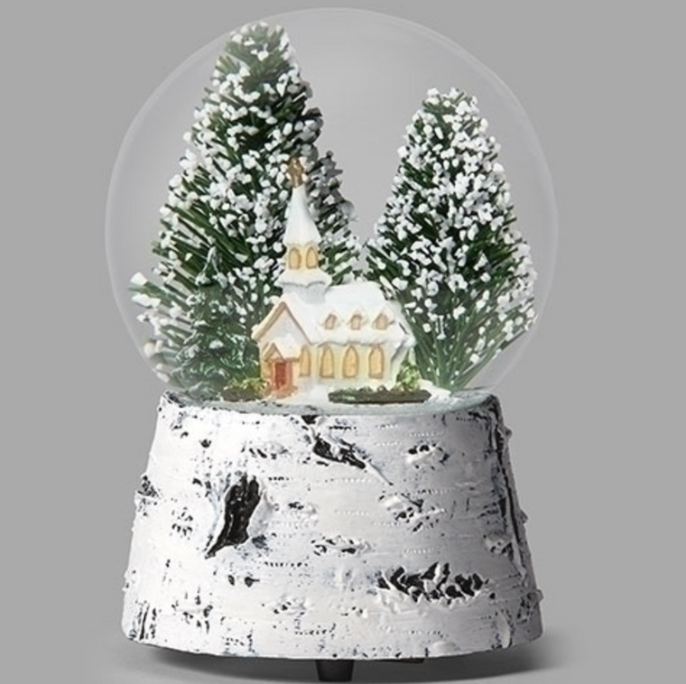 Church Pine Tree Snow Globe