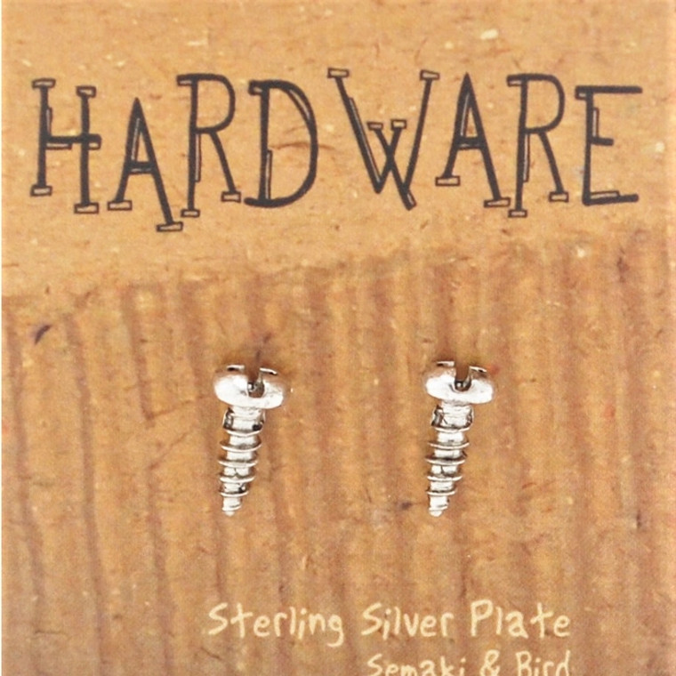 Stud Earrings  Silver Petite Screw